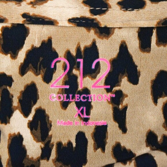 212 Collection Womens XL Leopard Print Button Down Top Polo Animal Print - Picture 3 of 6